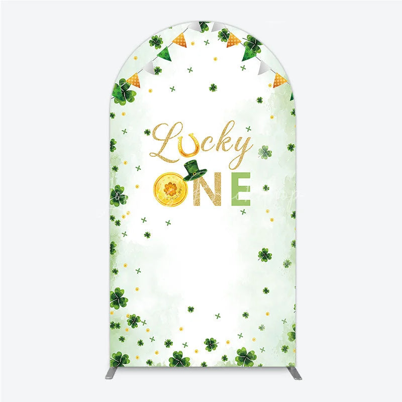 Lofaris Green and Gold Lucky ONE St. Patrick’s Day Arch Backdrop Kit Shamrock First Birthday Party Decor