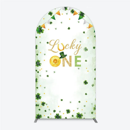 Lofaris Green and Gold Lucky ONE St. Patrick’s Day Arch Backdrop Kit Shamrock First Birthday Party Decor