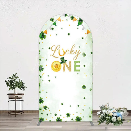 Lofaris Green and Gold Lucky ONE St. Patrick’s Day Arch Backdrop Kit Shamrock First Birthday Party Decor