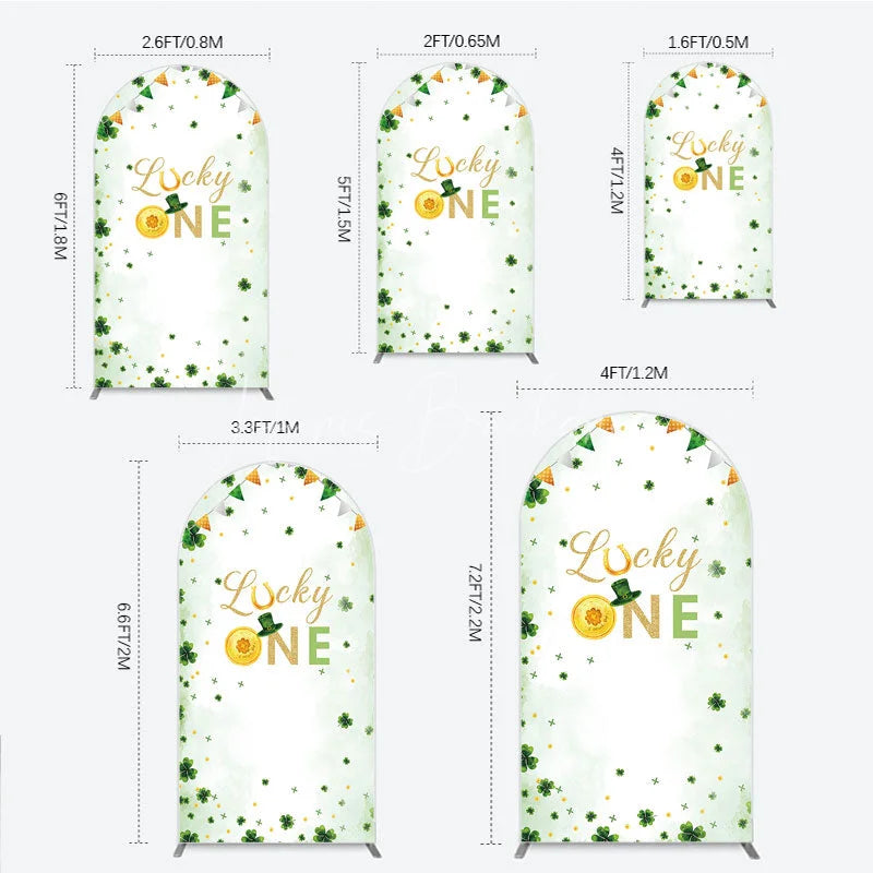 Lofaris Green and Gold Lucky ONE St. Patrick’s Day Arch Backdrop Kit Shamrock First Birthday Party Decor