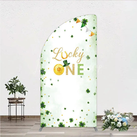 Lofaris Green and Gold Lucky ONE St. Patrick’s Day Half Moon Arch Backdrop Kit Shamrock First Birthday Party Decor