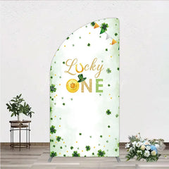 Lofaris Green and Gold Lucky ONE St. Patrick’s Day Half Moon Arch Backdrop Kit Shamrock First Birthday Party Decor