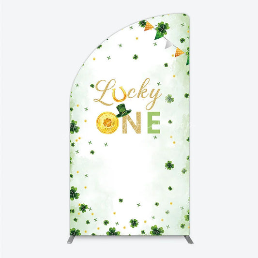Lofaris Green and Gold Lucky ONE St. Patrick’s Day Half Moon Arch Backdrop Kit Shamrock First Birthday Party Decor
