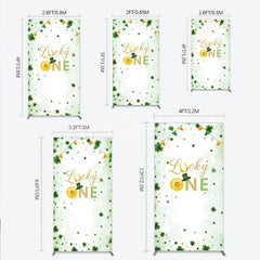 Lofaris Green and Gold Lucky ONE St. Patrick’s Day Rectangle Backdrop Kit Shamrock First Birthday Party Decor