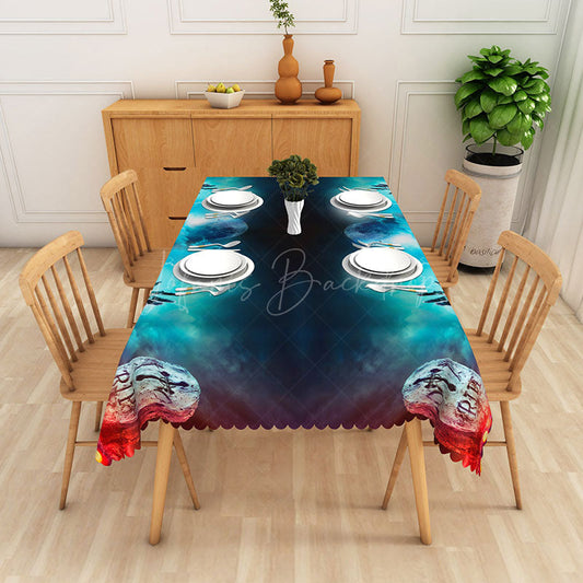 Lofaris Green and Red Zombie Pattern Rectangle Tablecloth for Halloween Walking Dead Themed Party Decor