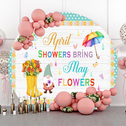 Lofaris Green April Showers Bring May Flowers Round Backdrop