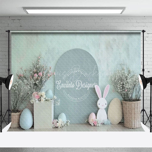 Lofaris Green Arch Bunny Eggs Floral Easter Photo Backdrop