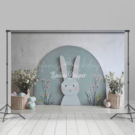 Lofaris Green Arch Wall Bunny Floral Eggs Easter Backdrop