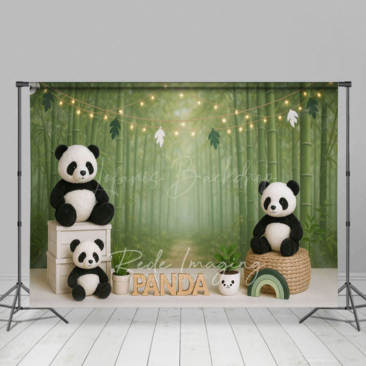 Lofaris Green Bamboo Forest Birthday Cake Smash Backdrop