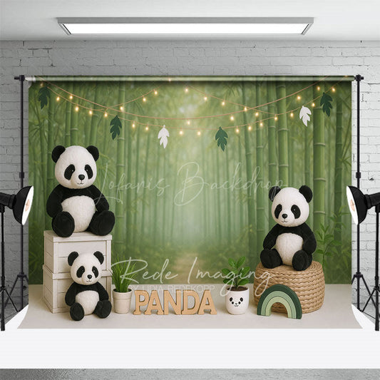 Lofaris Green Bamboo Forest Birthday Cake Smash Backdrop