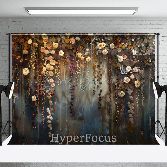 Lofaris Green Blue Abstract Wall Floral Fine Art Backdrop