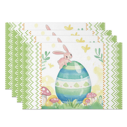 Lofaris Green Bunny Eggs Spring Easter Set Of 4 Placemats