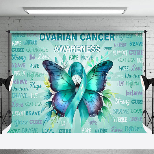 Lofaris Green Butterfly Ovaroian Cancer Awareness Backdrop