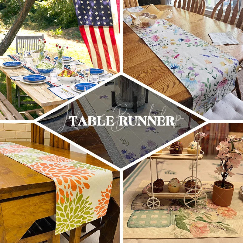 Lofaris Green Butterfly Silhouette Table Runner Modern Botanical Print Farmhouse Kitchen Dining Decor