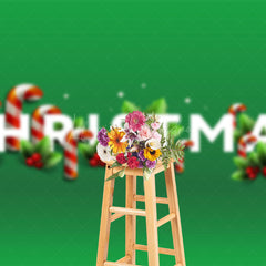 Lofaris Green Candy Cane Leaves Fruit Christmas Backdrop