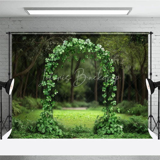 Lofaris Green Clover Archway Photography Backdrop Lush Foliage Enchanted Forest for Wedding and Portrait