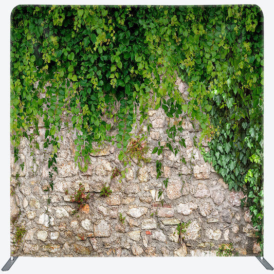Lofaris Green Creepers Brick Wall Square Tension Backdrop