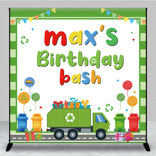 Lofaris Green Cute Cartoon Eco Car Custom Birthday Backdrop