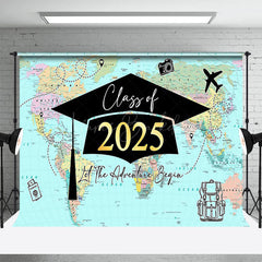 Lofaris Green Globe Map Class of 2025 Congrats Grad Backdrop