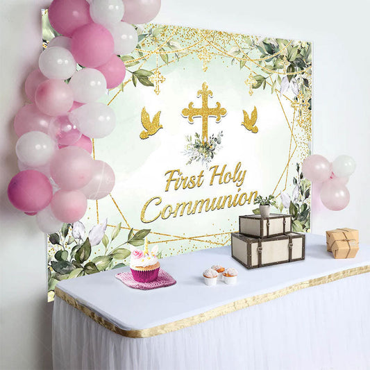 Lofaris Green God Dove Cross First Holy Communion Backdrop