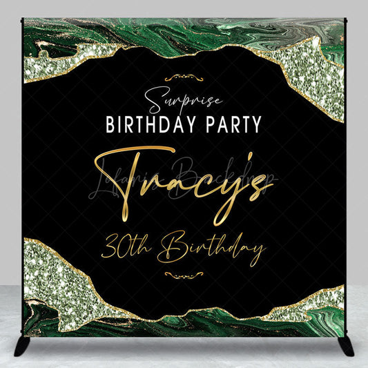 Lofaris Green Gold Marble Custom Name 30th Birthday Backdrop
