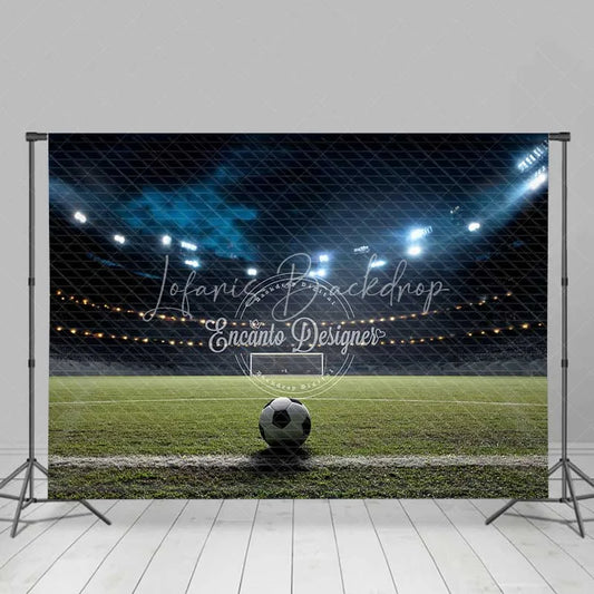 Lofaris Green Grass Soccer Field Stadium Lights Night Game Backdrop Sports Photography Birthday Party Decor