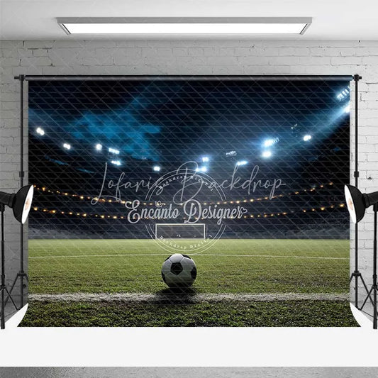 Lofaris Green Grass Soccer Field Stadium Lights Night Game Backdrop Sports Photography Birthday Party Decor