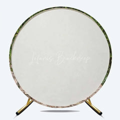 Lofaris Green Ivy Stone Wall Round Backdrop Rustic Garden Greenery and Ancient Brick Wedding Background