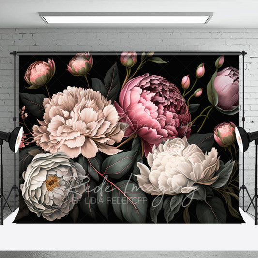 Lofaris Green Leaves Pink White Spring Florals Photo Backdrop