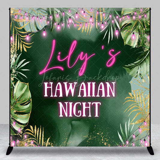 Lofaris Green Monstera Haw Aiian Night Custom Name Backdrop