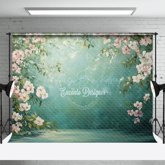 Lofaris Green Oil Painted Pink Floral Photography Backdrop