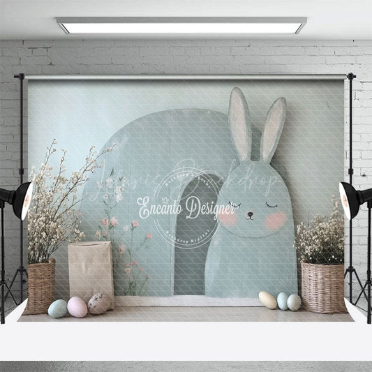 Lofaris Green Painted Bunny Wall Basket Floral Backdrop
