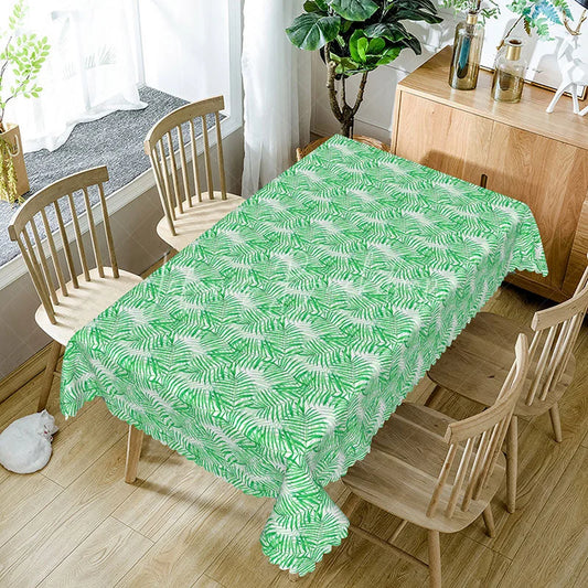 Lofaris Green Palm Leaves Rectangle Tablecloth Tropical Plant Fern Nature Pattern Cover Spring Summer Dining Decoration