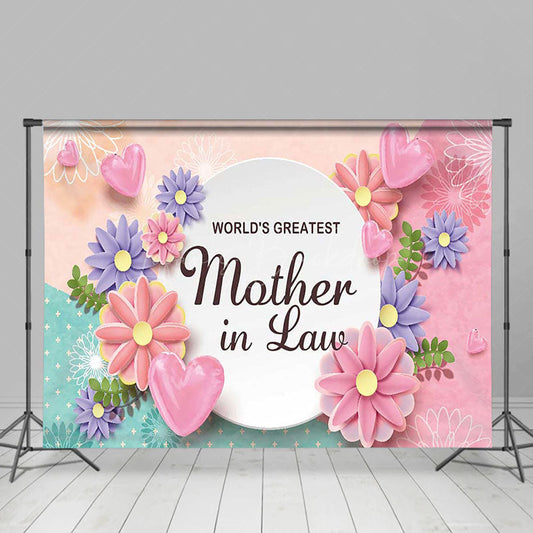 Lofaris Green Pink Floral Greatest Mother In Law Backdrop