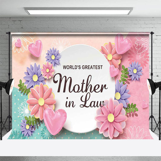 Lofaris Green Pink Floral Greatest Mother In Law Backdrop