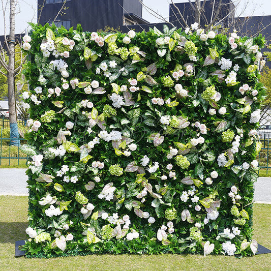 Lofaris Green Plant Leaves White Rose Flower Wall For Wedding