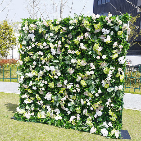 Lofaris Green Plant Leaves White Rose Flower Wall For Wedding