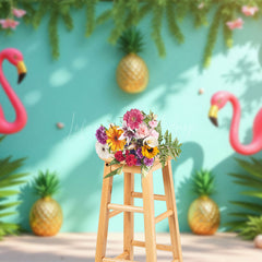 Lofaris Green Plant Wall Pineapple Flamingo Summer Backdrop