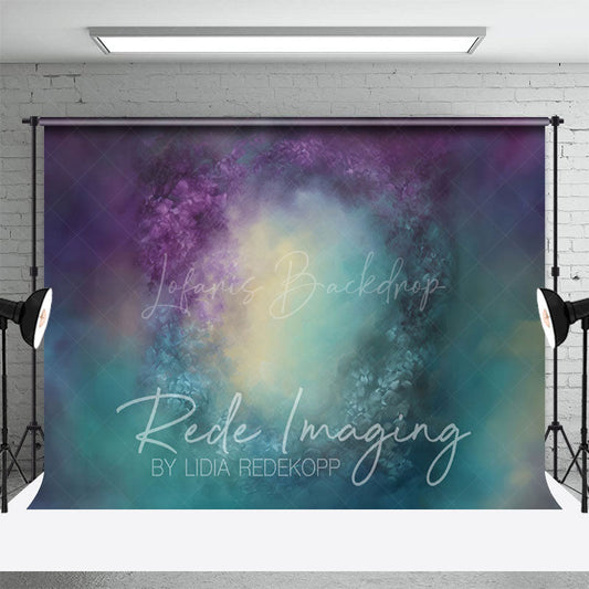 Lofaris Green Purple Yellow Abstract Painterly Photo Backdrop