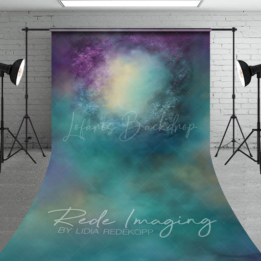 Lofaris Green Purple Yellow Abstract Painterly Sweep Backdrop