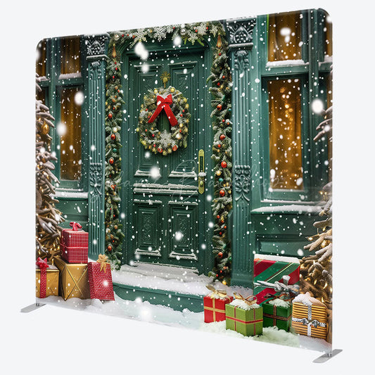 Lofaris Green Retro Door Tree Gifts Pillow Cover Backdrop