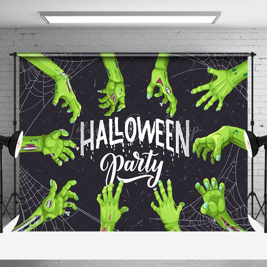 Lofaris Green Scary Hand Spider Wab Halloween Party Backdrop