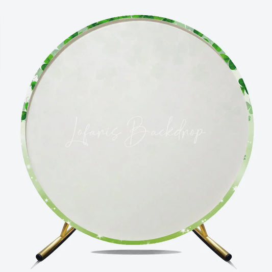 Lofaris Green Shamrock and Clover Round Backdrop with Sparkling Stars Festive St. Patrick’s Day Party Decor