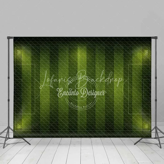 Lofaris Green Soccer Field Backdrop Football Pitch Stadium Lights Sports Theme Party Photo Booth