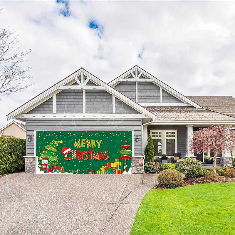 Lofaris Green Trees Gifts Merry Christmas Garage Door Banner