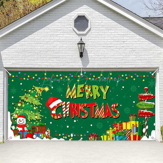Lofaris Green Trees Gifts Merry Christmas Garage Door Banner