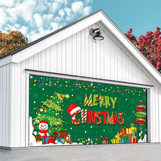 Lofaris Green Trees Gifts Merry Christmas Garage Door Banner