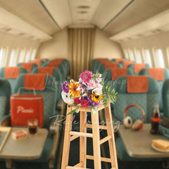 Lofaris Green Vintage Airplane Interior Backdrop For Photo