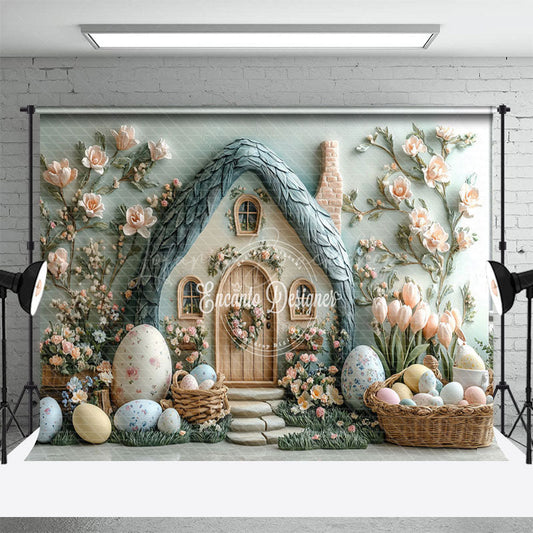 Lofaris Green Wall Spring Greenery House Eggs Easter Backdrop