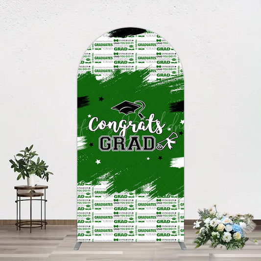 Lofaris Green White Black Congrats Graduation Arch Backdrop
